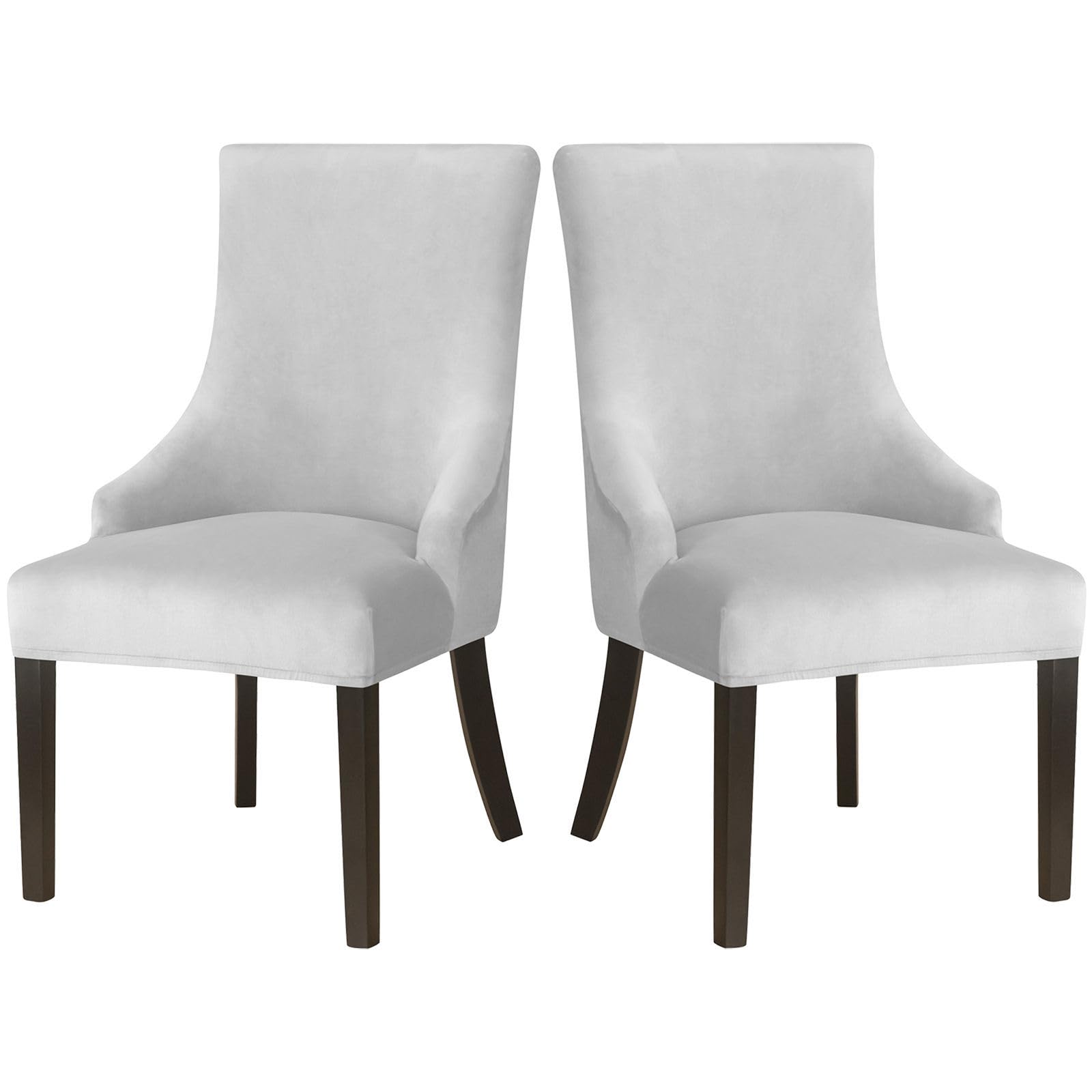Lot de 2 housses de chaise amovibles en velours doux gris clair à ailettes pour salle à manger, salon, décoration d'intérieur, hôtel, réception