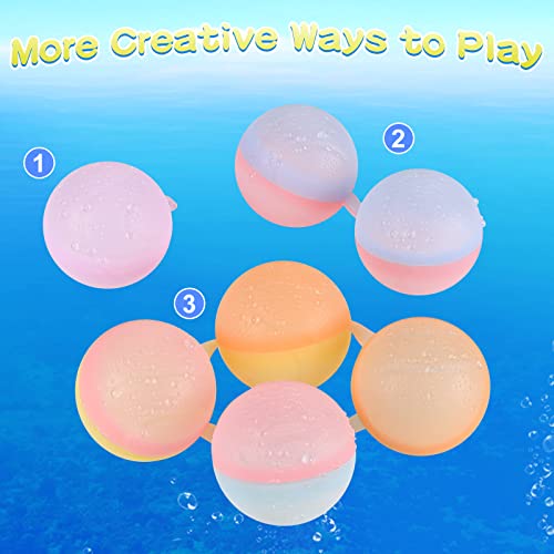 Wasserbomben Wiederverwendbar, Diealles Shine 12 Stück Wasserballons Wiederverwendbare, Wiederbefüllbare Wasserbomben Set für Wasserspielzeug Kinder Outdoor Sommer Aktivitäten Wasserschlacht