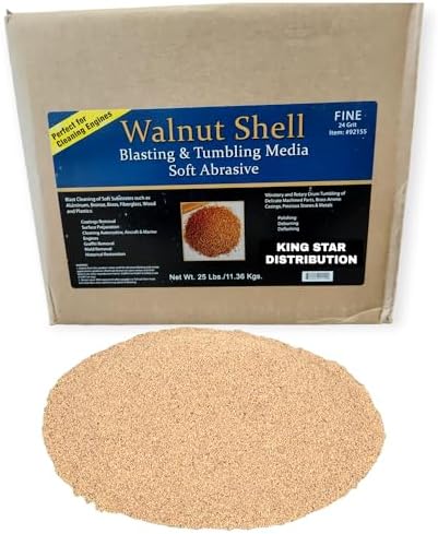 Walnut Shell Blasting Media 25 LB Great for Rust- Free Paint Removal from Sheet Metal and for Cleaning Engines and transmissions.Walnut Media Blasting
