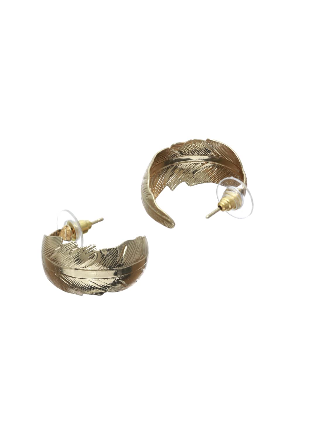 Women's Plated Feather Half Hoops Earrings
