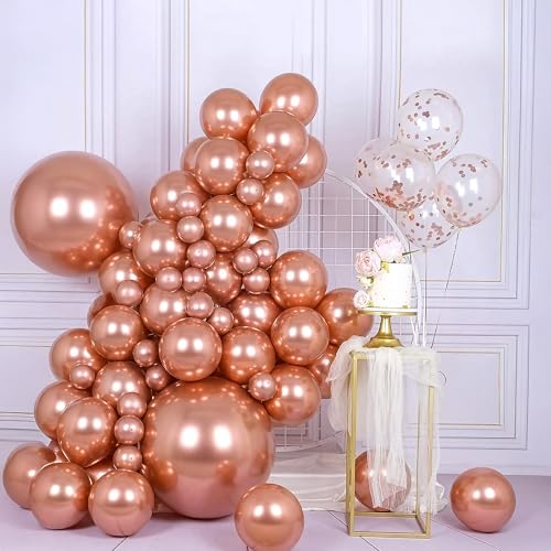 Image of Party Propz Rose Gold Balloons For Decoration - Set Of 25 Pcs Rose Gold Balloons For Birthday | Balloons For Decoration | Bachelorette Party Decorations (Latex)