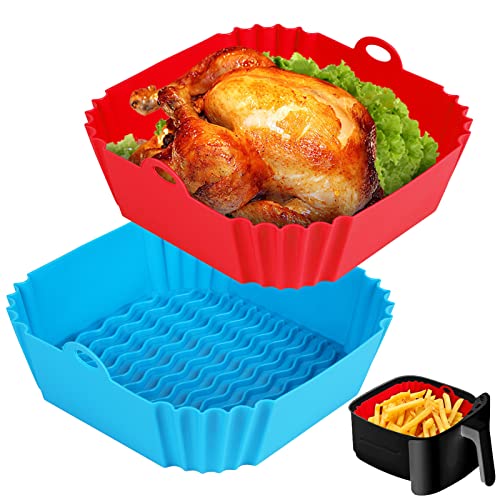 Comparison: Best Liners For Air Fryer 4 Boribim 2 PCS Square Silicone Air Fryer Liners - 8 Inch Reusable Air Fryer Pot - Air Fryer Accessories - Air Fryer Inserts for 4 to 7 QT Oven Microwave Accessories (Red + Blue)