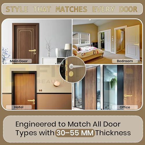 Image of Marsh Mortise Door Handle Lock Set /Premium Brass Door Handle with Lock /Heavy-Duty Main Door Handle with Key Lock for Home, Office & Hotel Doors - 3 Years Warranty - White Gold