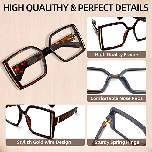 Qxaivmin Oversized Square Reading Glasses For Women, Blue Light Blocking Readers Eyeglasses, Extra Large Compuer Readers Eyewear #TOP3
