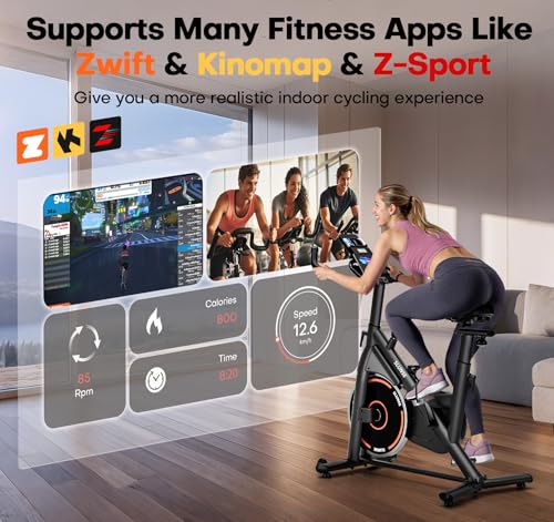 exercise bike adjustable magnetic resistance stationary bikes for home with app compatible quiet indoor cycling bike with 350lbs weight capacity comfortable seat digital monitor amp phone mount