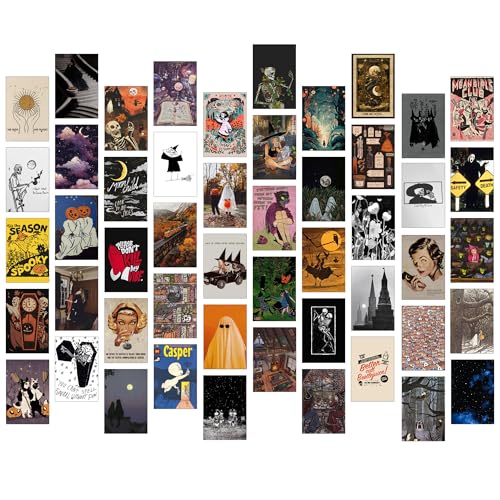 Image of Paper9store Pack Of 50 Aesthetic Wall Collage Kit - 4?6 Inches Self Adhesive Wall Posters For Bedroom, Living Room, Office A6 Size (Witchy)