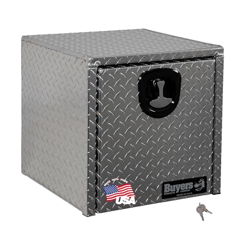 Image of Buyers Products 1705101 Diamond Tread Aluminum Underbody Truck Tool Box, 18 x 18 x 18, Made in USA, .100 in. Thick, Corrosion Resistant, Locking Compression Latch, Secure Storage for Work Trucks