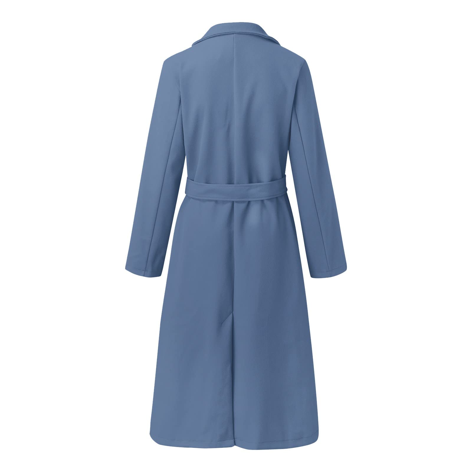 Manteau classique pour femme avec col à revers ouvert sur le devant - Veste longue pour l'automne et l'hiver - Couleur unie - Trench chaud pour femme