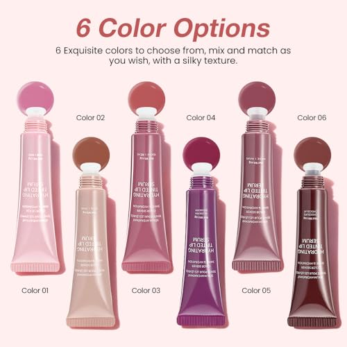 Image of FeiCuiYun 2Pcs Lip Tinted Glowy Balm Hydrating Tinted Lip Serum Lip Gloss, Ultra-Hydrating Natural Vegan Lip Balm, Sheer-Tinted Shine & Hydration, Soothes & Softens Dry Lips Skincare 01+02