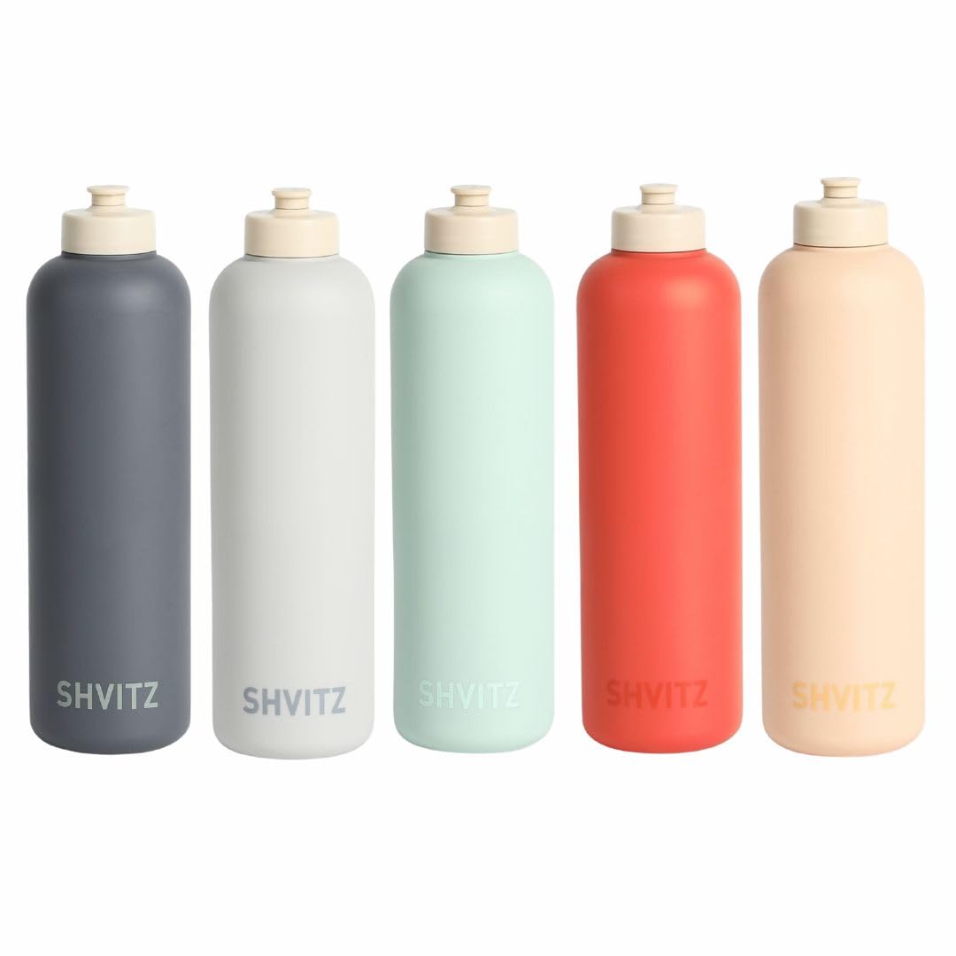 Sports Water Bottle - Soft-Touch Squeezable Body with One-Hand Spout- Lightweight, No Spill Water Bottle, for Gym, Cardio & Outdoor Sports - BPA Free - Water Bottle for Active Lifestyle - 24oz All 5 Colors
