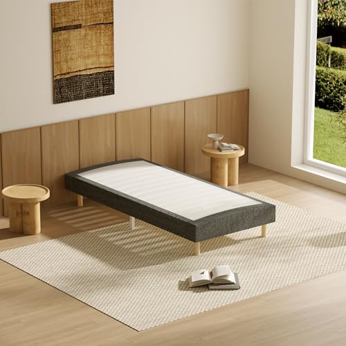 DEWINNER Sommier 90x190 | Sommier Tapissier en Tissu Gris |