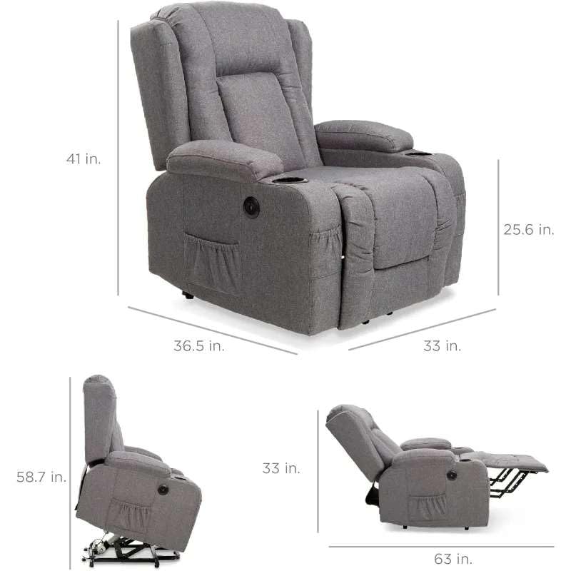 Power Lift Recliner Chair with Massage: 3-position adjustable comfort for back and legs, USB charging facility Power Lift Recliner Chair with Massage: 3-position adjustable comfort for back and legs, USB charging facility