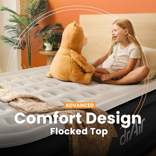 Dr. air Queen Air Mattress with Built-in Pump, 18" Raised Blow Up Mattress, 800 lbs Max Honeycomb Air Bed, 48Hr Leak-Proof Test, 3min Inflatable Mattress for Home, Guests, Camping, Colchones inflables - Image 6