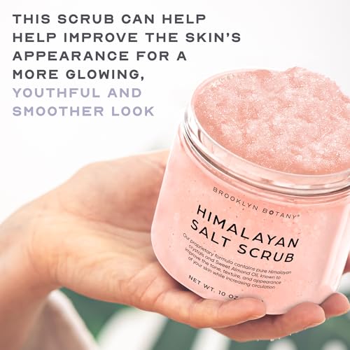 Image of Brooklyn Botany Himalayan Salt Body Scrub - Moisturizing and Exfoliating Body, Face, Hand, Foot Scrub - Fights Stretch Marks, Fine Lines, Wrinkles - Great Gifts for Women & Men - 10 oz