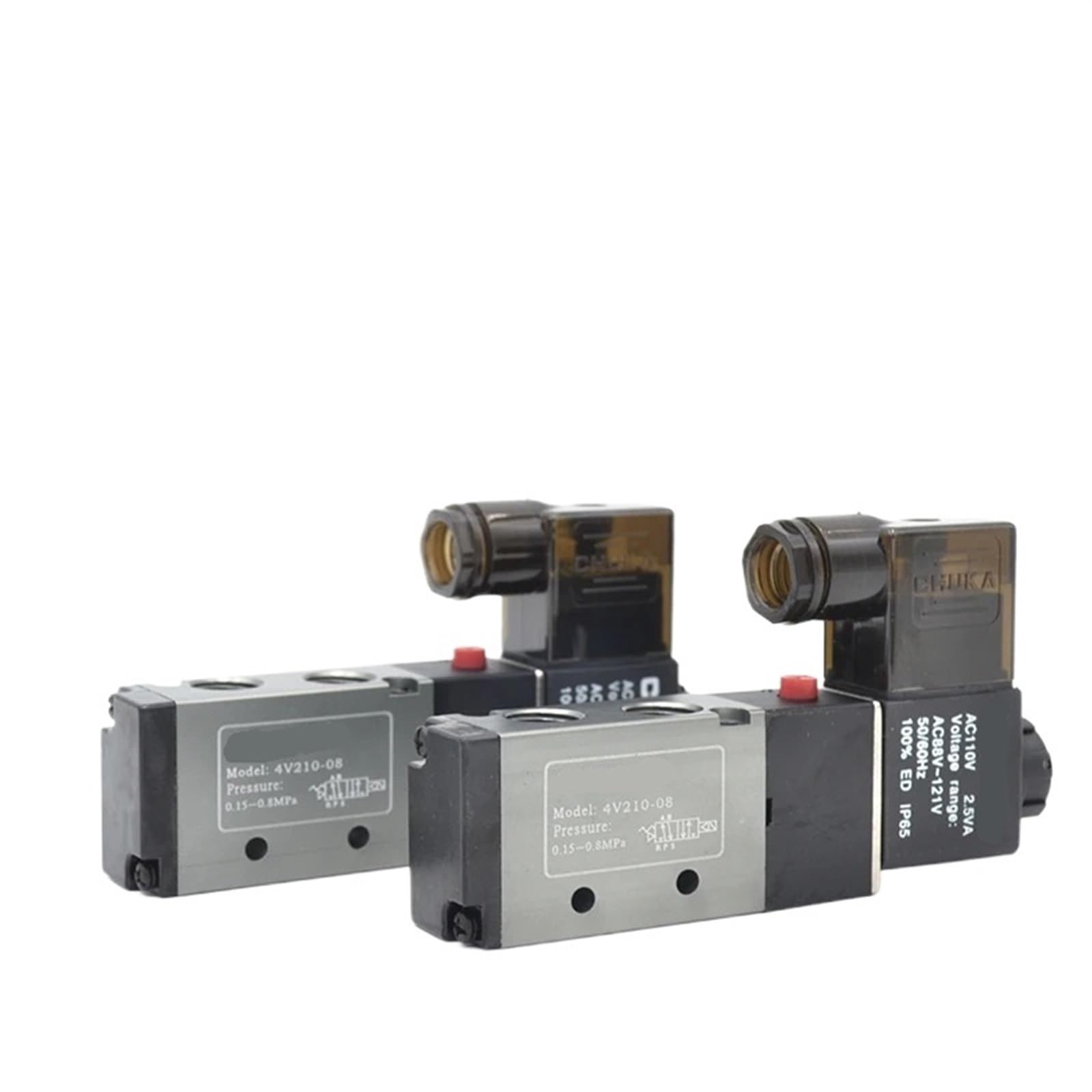 UWUKCJOKQ 4V110 4V210 4V310 4V410 Pneumatic Electric Solenoid Valve 5 Way 2 Position Control Air Gas Magnetic 4V210-08 12V 24V 220V(4V210-08 DC12V,With10mmFitting)