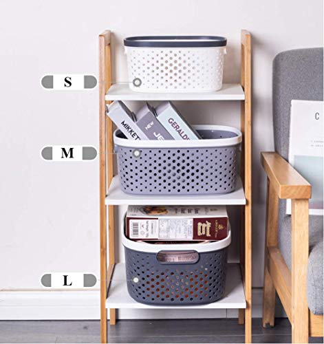 JiatuA Plastic Storage Baskets with Handles Cube Basket Shower Caddy Portable Storage Bins Organizer for Household Storage, Bedroom, Bathroom and Kitchen, Gray - Thumbnail 3