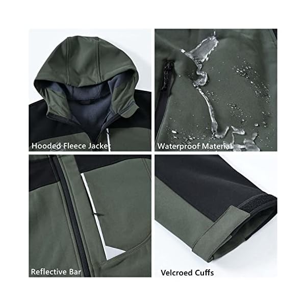 Rdruko Men's Fleece Jacket Full Zip Waterproof Outdoor Work Winter Snow Softshell Jacket(Army Green, CA XL) - Image 7