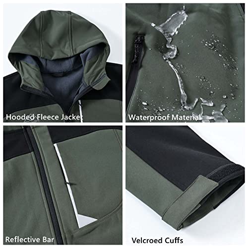 Rdruko Men's Fleece Jacket Full Zip Waterproof Outdoor Work Winter Snow Softshell Jacket(Army Green, CA XL) - Image 7