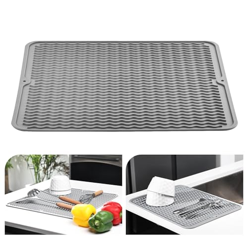 KitchenRaku Tapis Égouttoir en Silicone Résistant à la Chaleur pour Cuisine, Dessous de Plat Antidérapant, Dessous de Verre