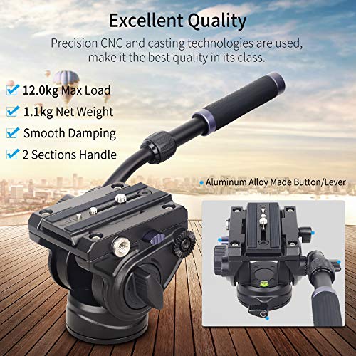 Image of Innorel Heavy Duty Tripod Fluid Head- F80 Drag Pan Cameras Video Fluid Head With 1 4 And 3 8 In Screws Sliding Plate Cnc Professional Panoramic Max Load 26.5Lb 12Kg For Dslr Camcorders Shooting Film