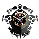 Tatto Studio Horloge Murale Décorative Moderne Vinyle Plaque Vinyle Pour Cadeau W0964