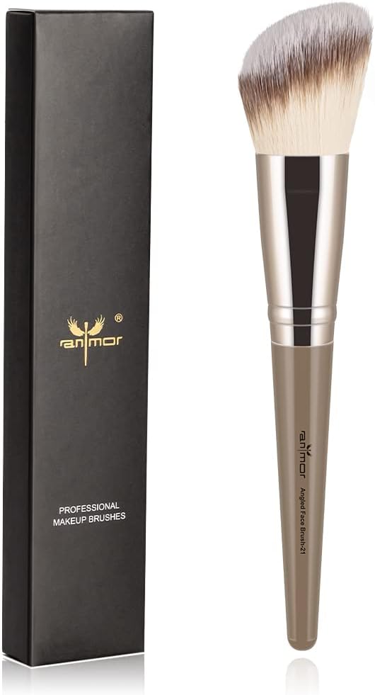 Anmor Contour Brush, Premium Contour Blush Bronzer Face Makeup Brush, Perfect For Cheek Forehead Jaw Nose Blending Deepening Contouring Polishing, Suitable For Powder Liquid Cream (Angled Contour