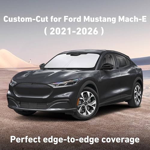 Image of EcoNour Windshield Sunshade Compatible for Ford Mustang Mach-E 2021-2024 2025 2026, Sun Visor for Front Windshield & Window Sun Shade Cover, UV Heat Blocker & Protector, Car Accessories