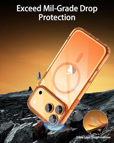 Coque iPhone 17 Pro Max orange compatible MagSafe avec protection ecran et objectif - 5