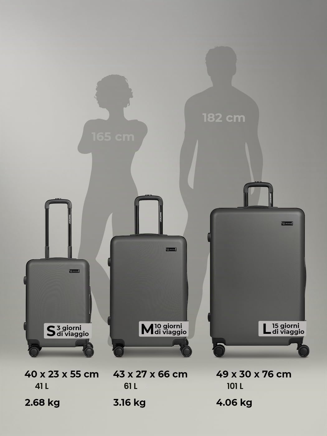 SMARTBOX Set de valises rigides 3 pièces Trolley Cabine Moyenne Grande 4 Roues Edition 05
