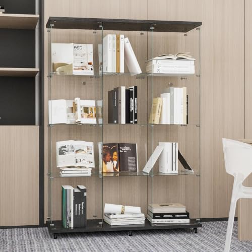 Image of Beauty4U Black Glass Display Cabinet, Extra Large 12-Shelf Curio Cabinet