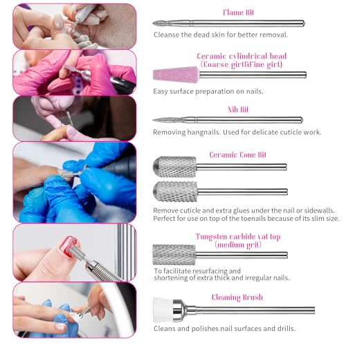 Set de 7 piezas de brocas para taladro de uñas JIEYAO miniatura 3