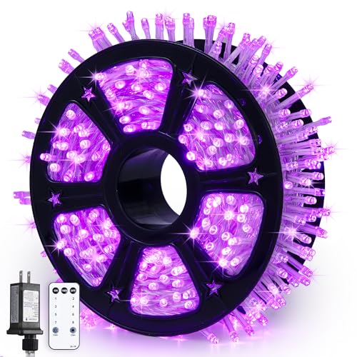 JMEXSUSS 600 LED Purple Christmas Lights Outdoor Indoor, 168ft Purple LED Christmas Tree Lights Plug in, Deep-Violet Fairy String Lights for Outside Patio Fireplace Party Xmas Decorations