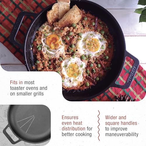 Image of Victoria Cast Iron Round Skillet with Double Loop Handles, Made in Colombia, 10 Inches