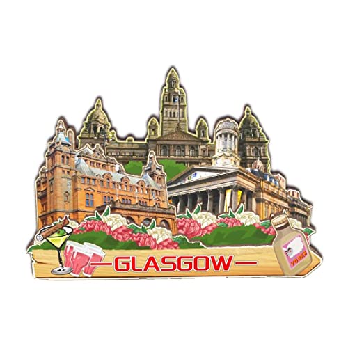 Glasgow UK Fridge Magnet 3D Classic Wooden Refrigerator Magnets Landmark Handmade Craft Travel Souvenir Gift Collection Decoration -766