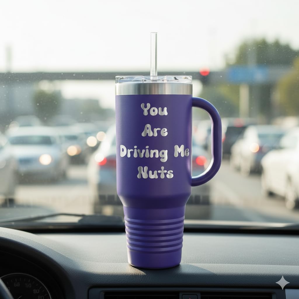 Personalized 40 Oz Tumbler with Handle and Straw, Custom Etched with Names | Stainless Steel | Travel Coffee Tumbler | Customized Laser Engraved - Image 7