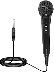 Microfone portátil com fio, microfone de mão de karaokê para cantar com cabo de 2 metros e interruptor liga/desliga, ideal para alto-falantes, máquina de canto de karaokê, amplificador, mixer