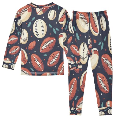Pajama Sets Long Sleeve American Football Baseball Soft Comfy Sleepwear 2 Piece PJS 3-8T3