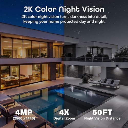 Image of Geeni Hawk 3 4MP Smart Outdoor Security Camera - 2K Ultra HD WiFi Surveillance Camera with Color Night Vision, 30m Long Range, 2-Way Audio, Motion Detection & IP65 Weatherproof