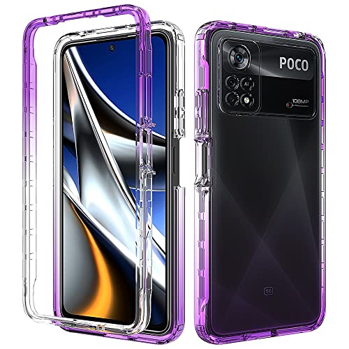 Schutzhülle für Xiaomi Poco X4 Pro 5G 2201116PG, hohe Transparenz, Farbverlauf, stoßfest, Violett Cover