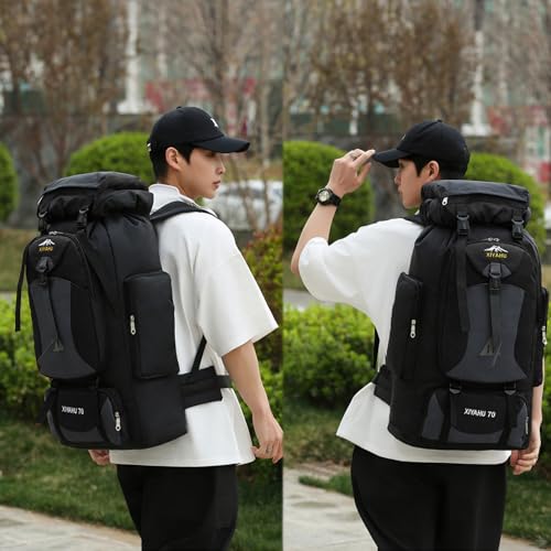 Lawaia 70L Hiking Backpack Large Camping Pack Backpacking Bag Rucking Backpacks Outdoor Trekking Travel Rucksack for Men Women-Black - Image 6