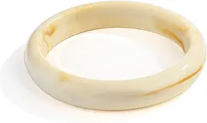WOWORAMA Thin Acrylic Resin Bangles Bracelet for Women Dainty Round Acrylic Bracelets Cream White Tortoise Acetate Resin Bangles Simple Plastic Bracelet Jewelry
