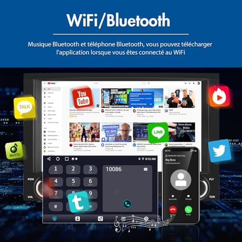 Autoradio Bluetooth Android 13 avec WiFi et commandes au volant SWC - 5