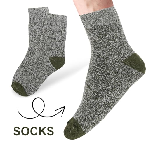 5 Pairs Thermal Socks for Men - Warm Winter Socks, Moisture Wicking, Thick Hiking Boots for Cold Weather, Skiing, Outdoor(Grey/Black/Navy/Green/Brown)2