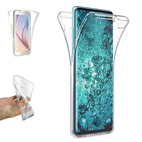 REY - Funda Carcasa Gel Transparente Doble 360º para Samsung Galaxy S10+ / S10 Plus, Ultra Fina 0,33mm, Silicona TPU de Alta Resistencia y Flexibilidad
