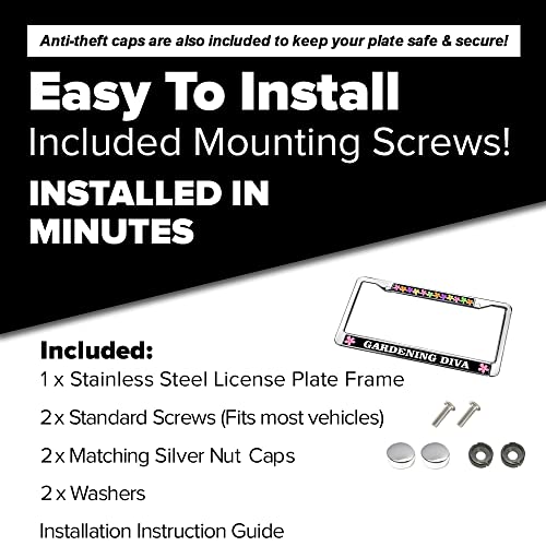 Flower Decoration Gardening Diva License Plate Frame Water-Proof Universal American Auto Licence Plate Frame Covers 2 Holes #TOP2