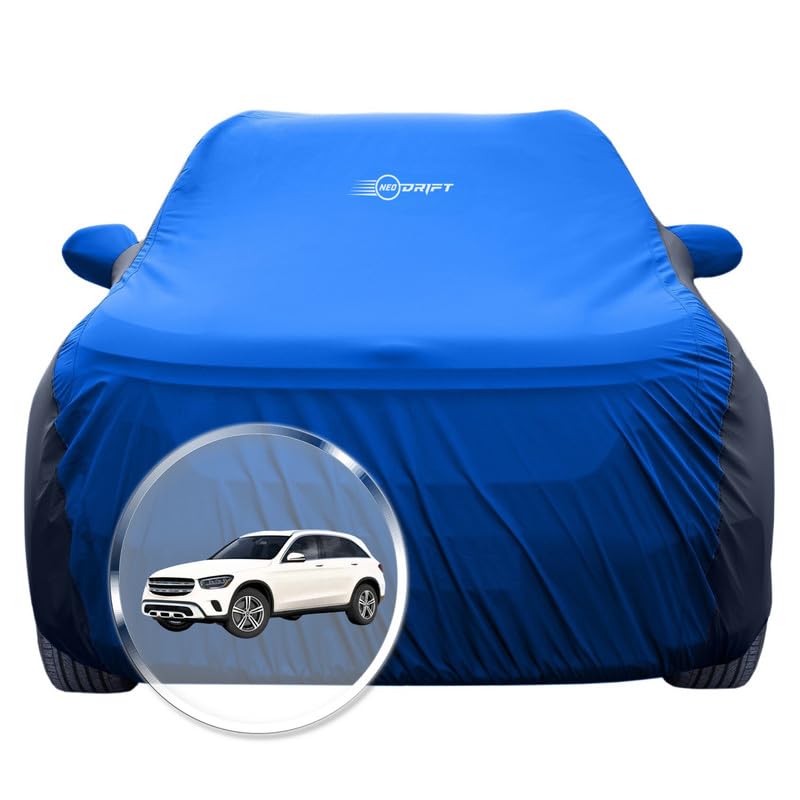 Image of NEODRIFT 'SuperTech' Car Cover for Mercedes GLC 350 (100% Water-Resistant, All Weather Protection, Tailored Fit, Multi-Layered & Breathable Fabric) (Colour: Sky Blue+Black)