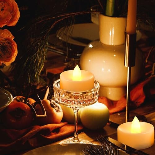 Image of CANDLE CHOICE Battery Operated Flameless Tea Lights Bright Flickering LED Tealight Candles for Wedding Table Centerpieces Halloween Thanksgiving Christmas Decorations Batteries Incl Warm White 36 Pack