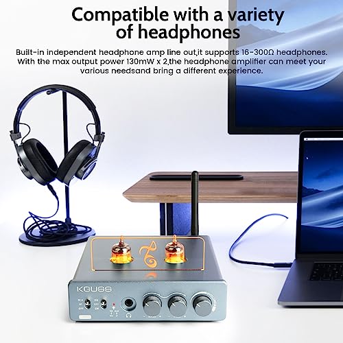 Image of KGUSS T3 PRO Vacuum Tube Amplifier Headphone Amp Bluetooth 5.1 QCC5125 chip with preamplifier Function Volume Adjustable mini Stereo Hi-Fi preamp Perfect for Home Audio Systems
