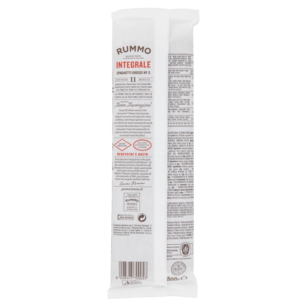 24er-Pack Rummo Pasta Integrale Spaghetti Grossi N°5,Vollkornnudeln Nudeln Vollkorn Italienische Pasta 500g