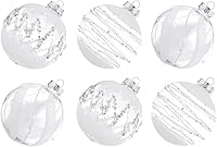 Vista 15 de XmasExp - Juego de adornos de bola de Navidad, 2.76 pulgadas, grandes, inastillables, transparentes, con brillantina, decoración de árbol de Beige